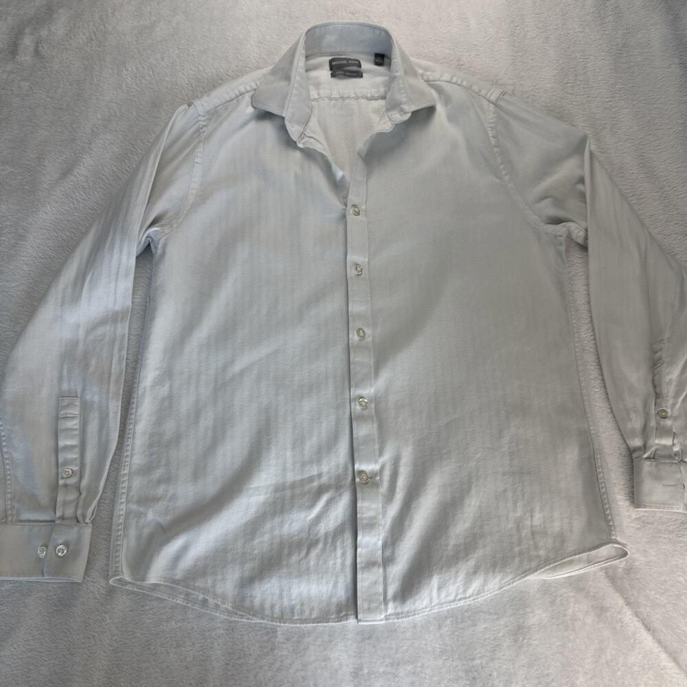 Michael Kors Button Up Long Sleeve Slim Fit Stretch Men L White